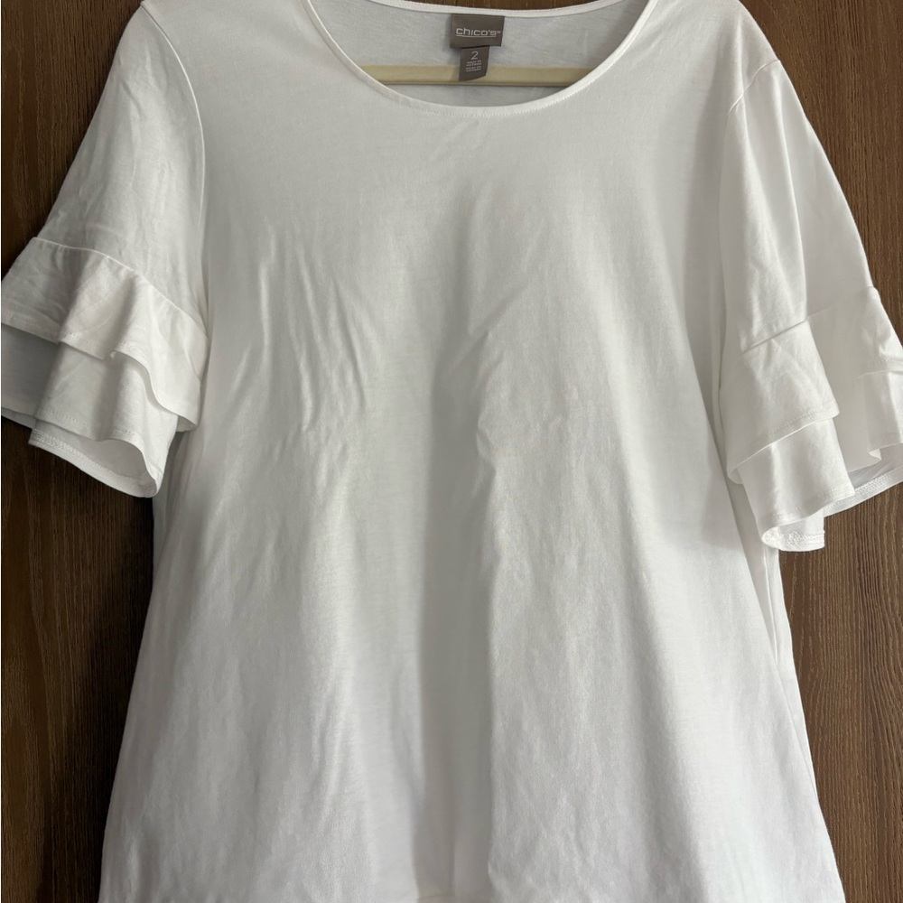 Chico's White Ruffled Blouse